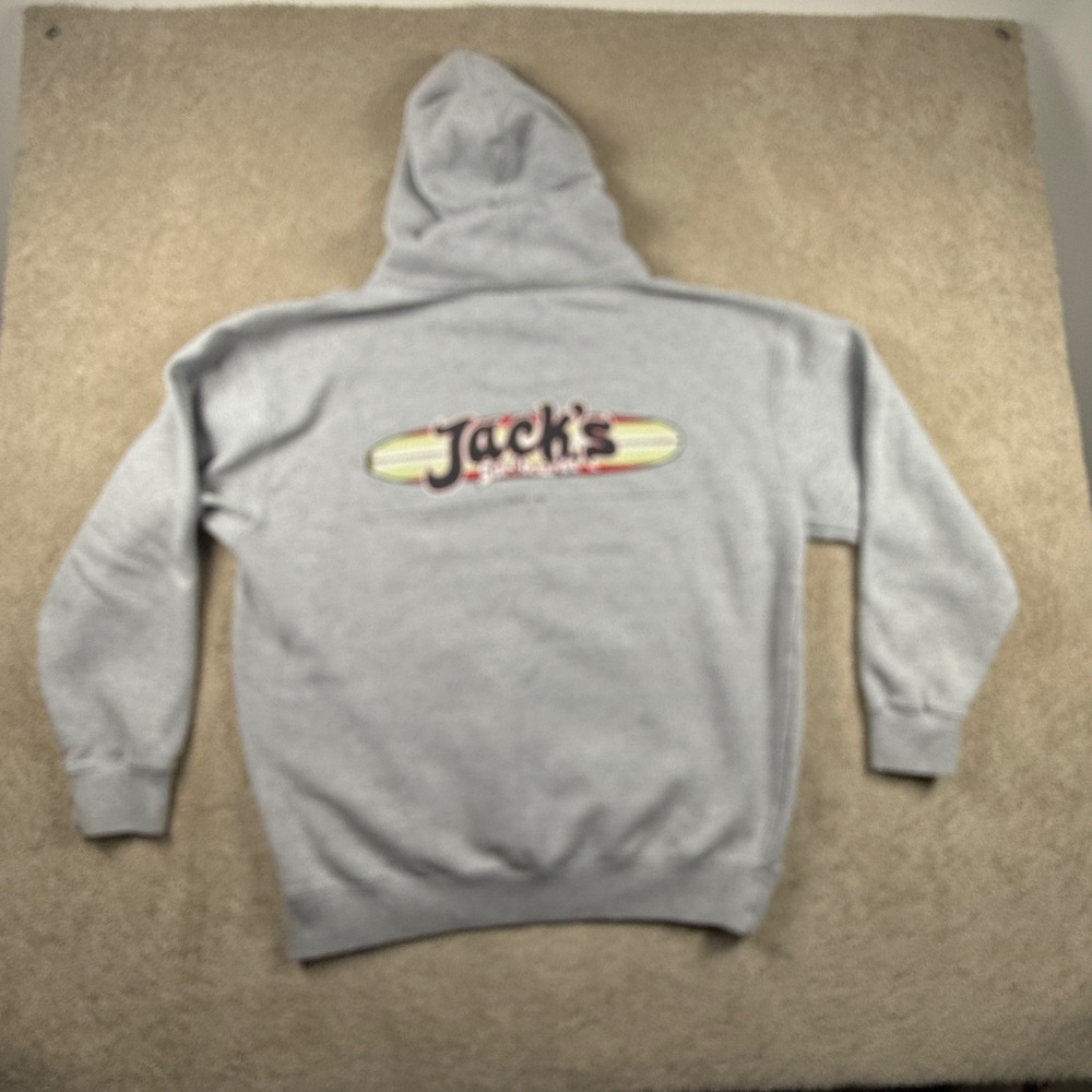 Jacks Surfboards Mens XL Gray Graphic Pullover Hoodie Surf Skate Heather Gray - Picture 7 of 8